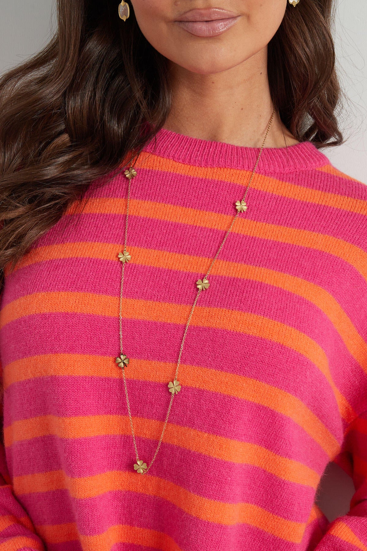 Long Necklace with Clover Charm