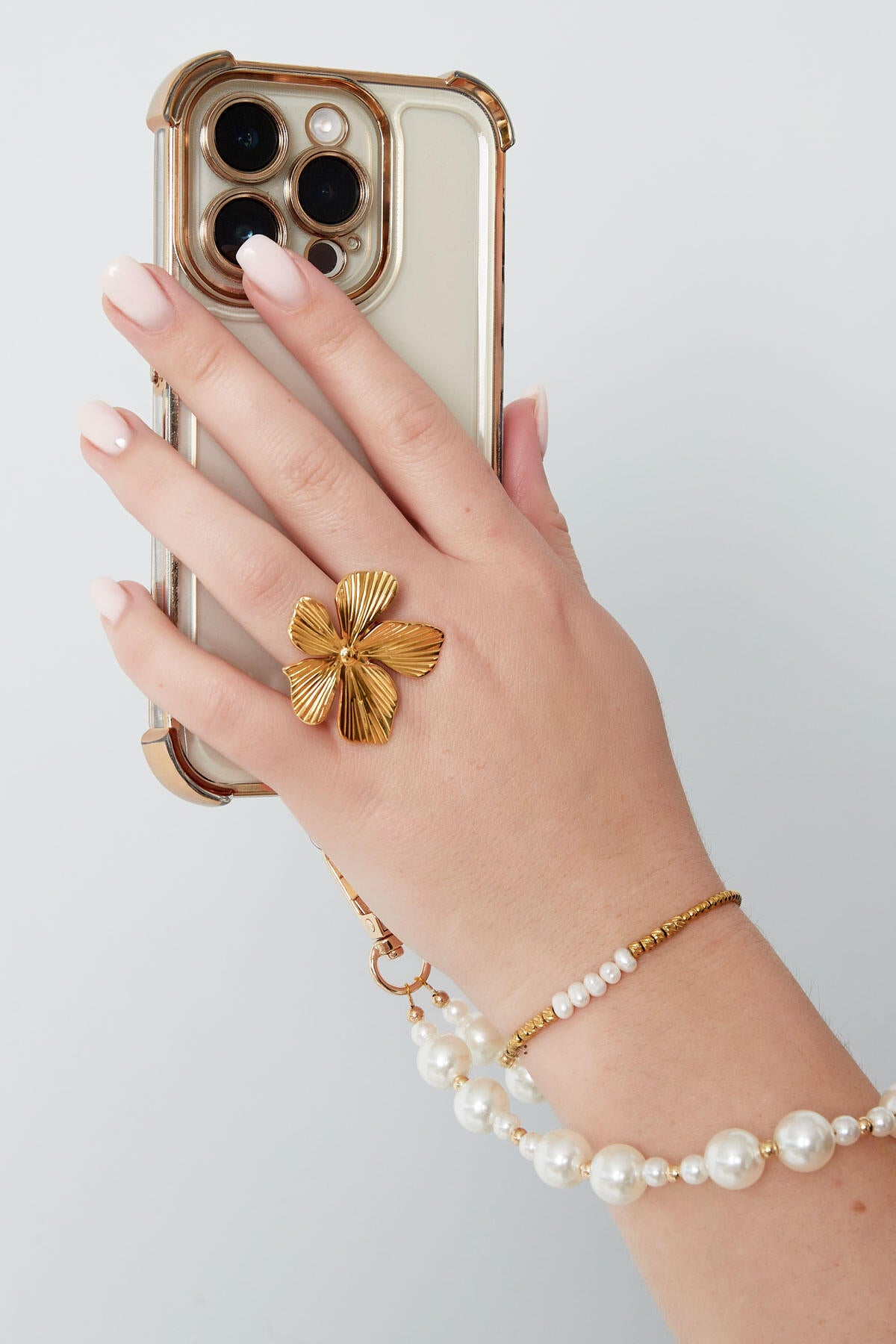 White Gold Phone Chain for Protection