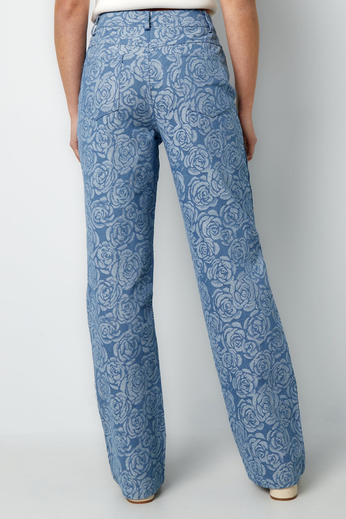 Cotton Floral Denim Pants 