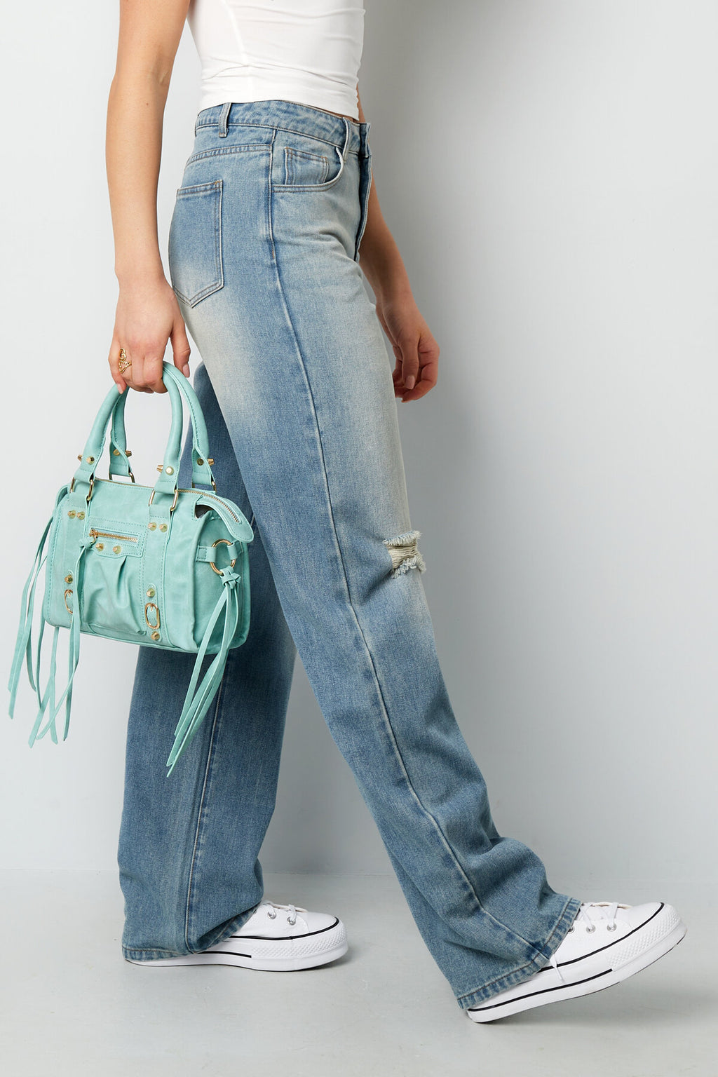 Ripped Straight Denim Pants for All Fits
