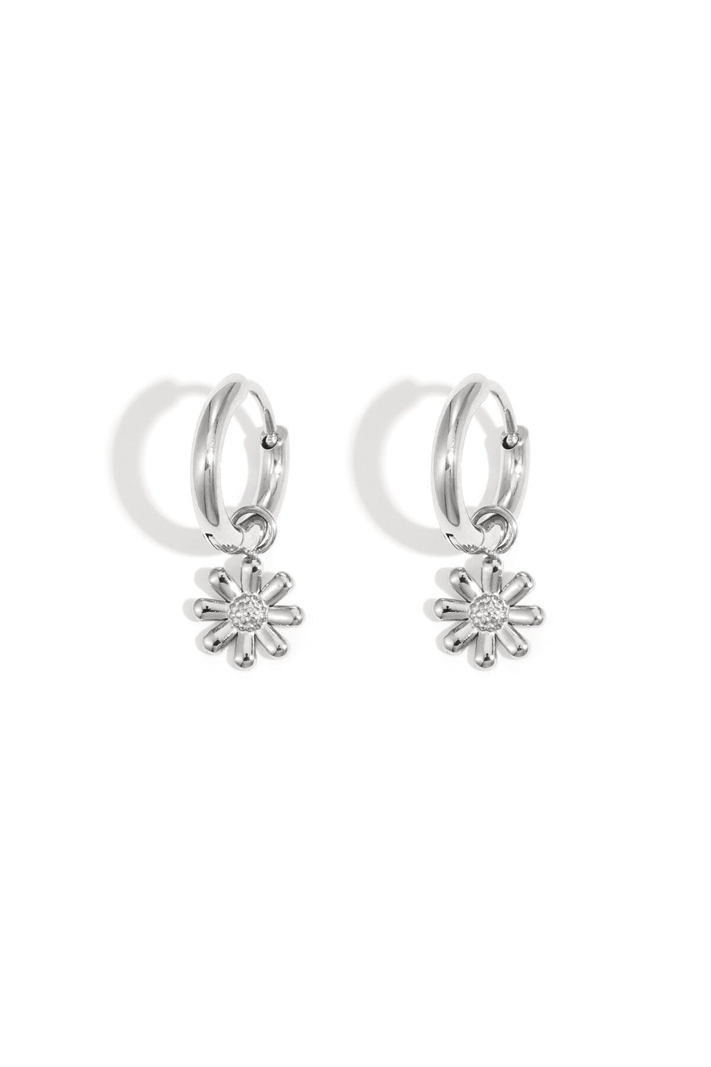 Flower Rhinestone Drop Earrings - Silver & Gold