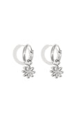 Flower Rhinestone Drop Earrings - Silver & Gold