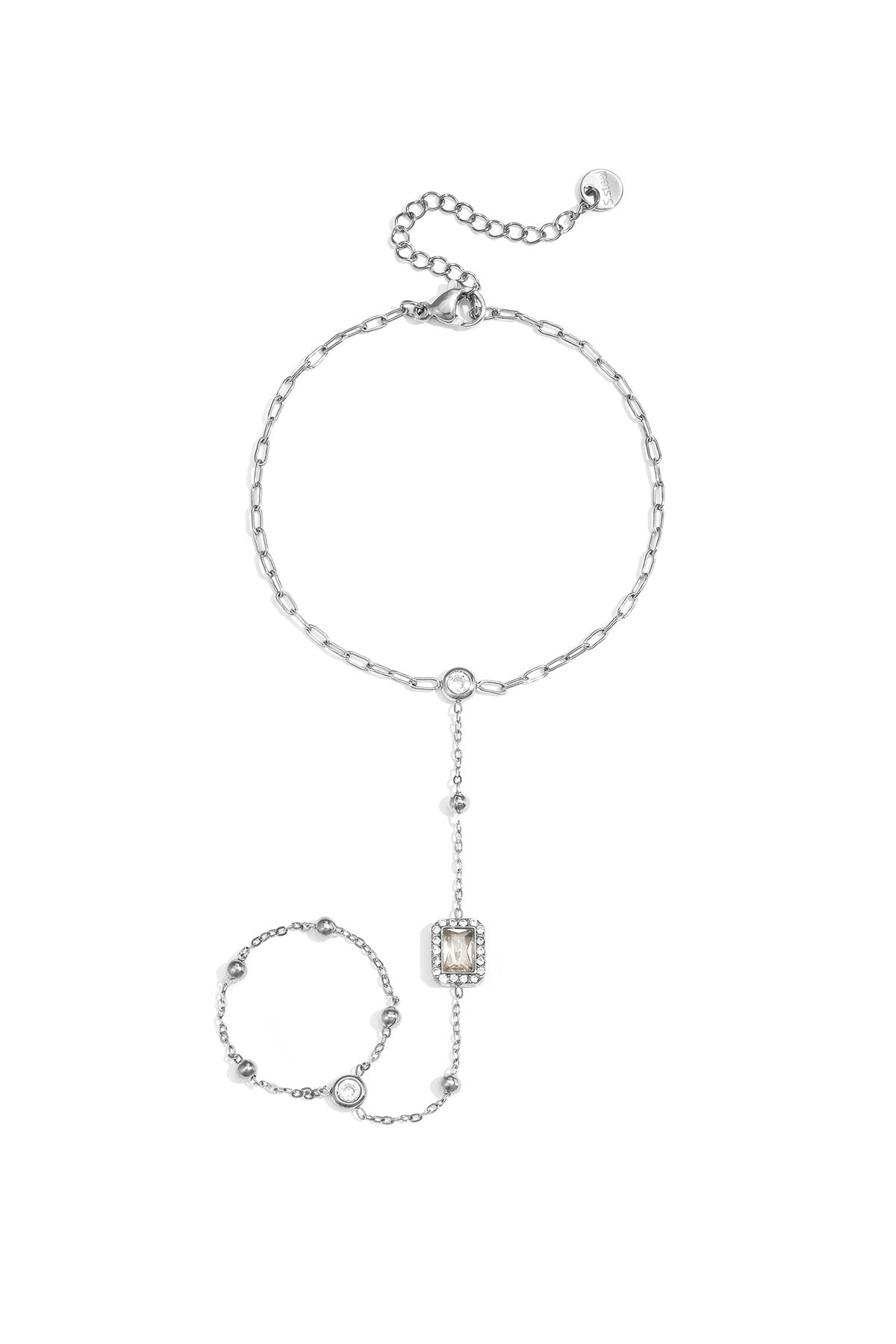 Rhinestone Hand Chain in Silver & Gold