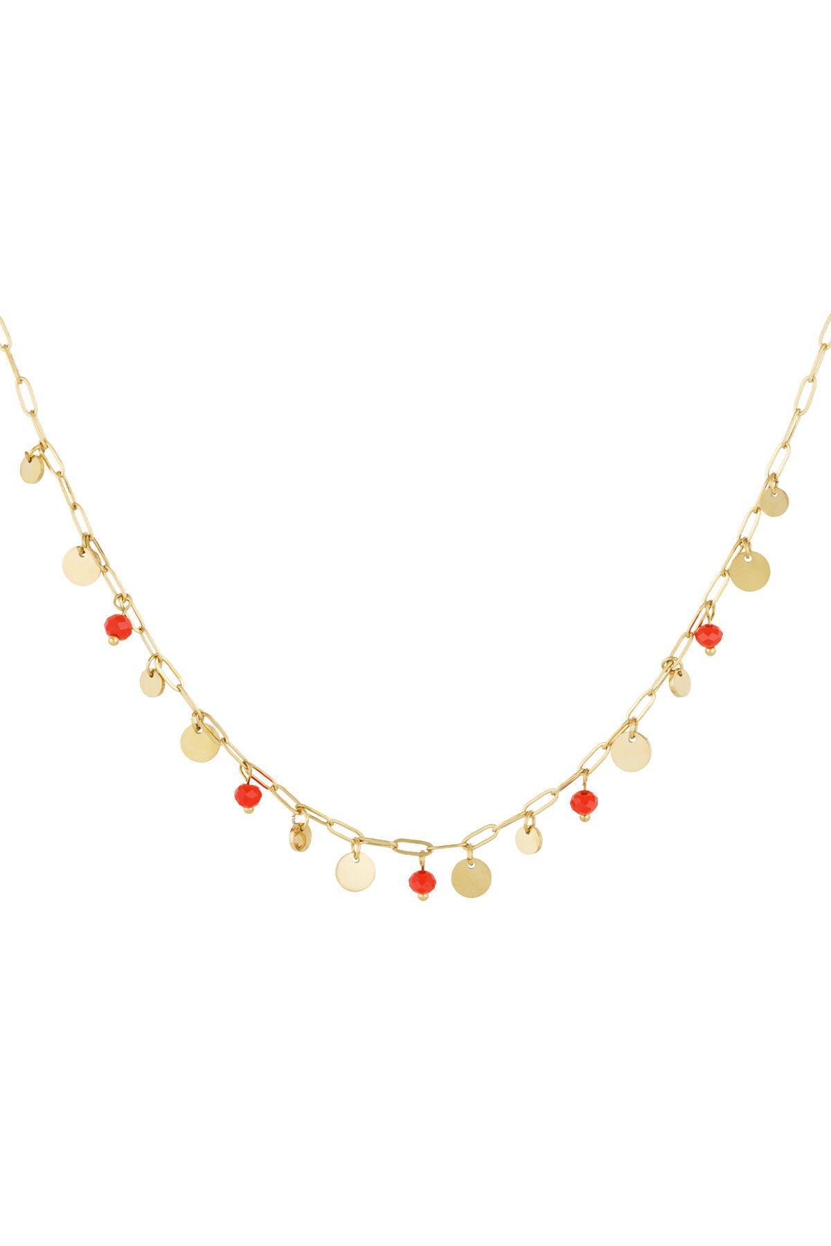 Stainless Steel Red & Blue Pendant Necklace