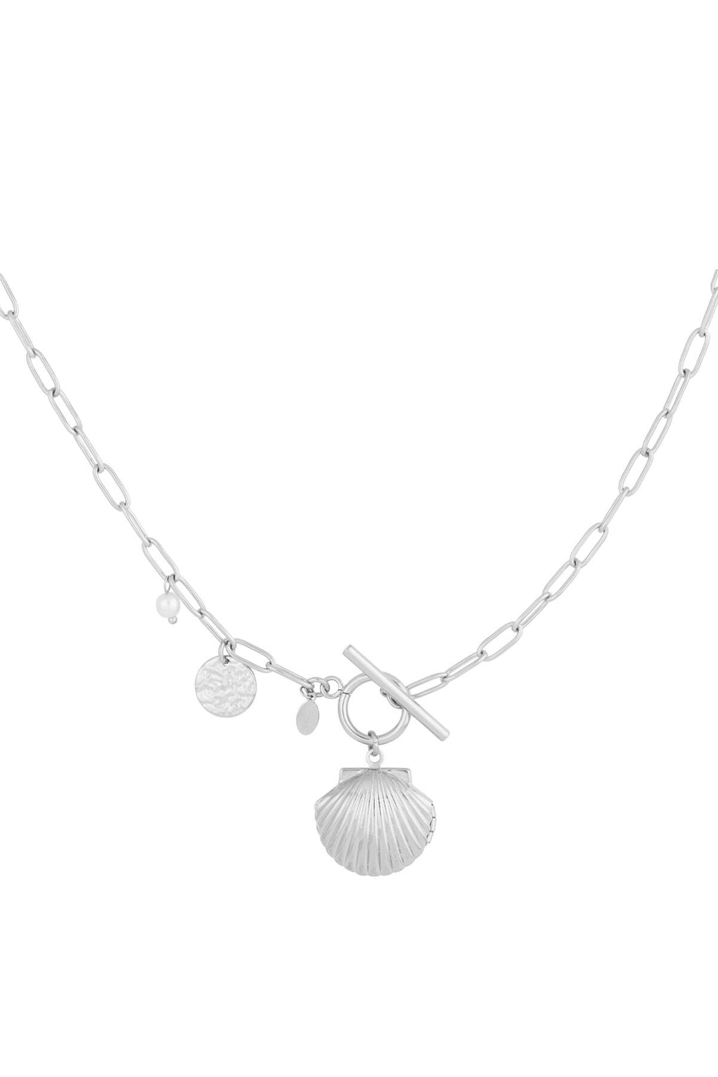 Oceanic Style Long Necklace in Silver and Gold