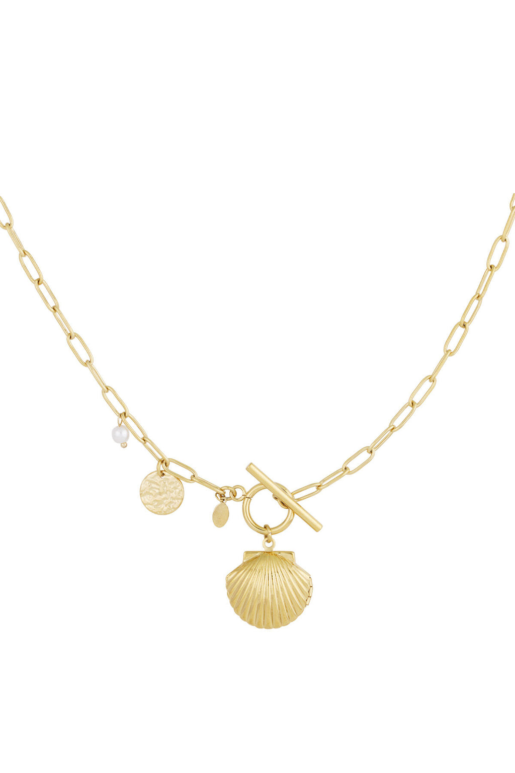 Oceanic Style Long Necklace in Silver and Gold