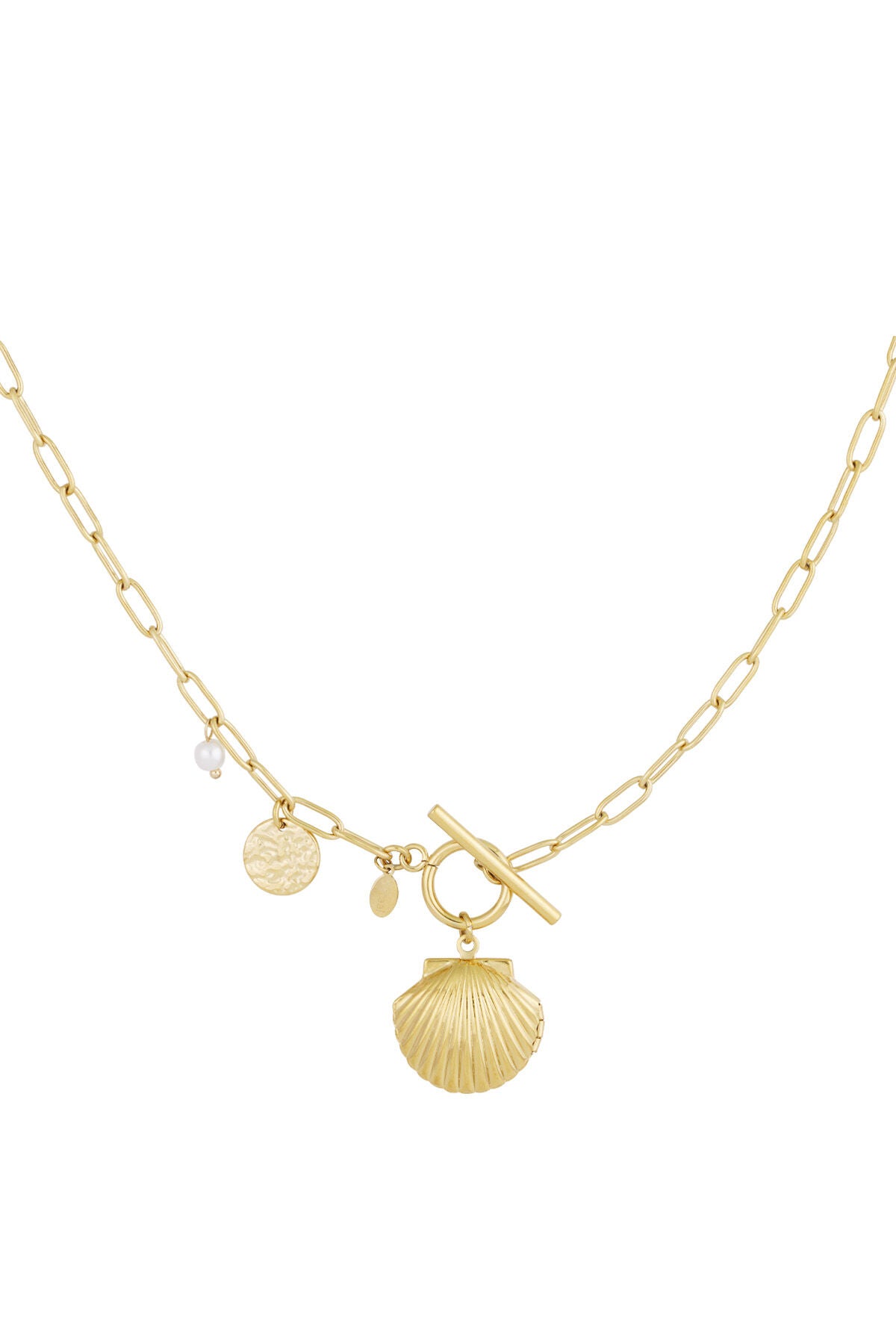 Oceanic Style Long Necklace in Silver and Gold