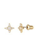 Rhinestone Stud Earrings in Silver & Gold