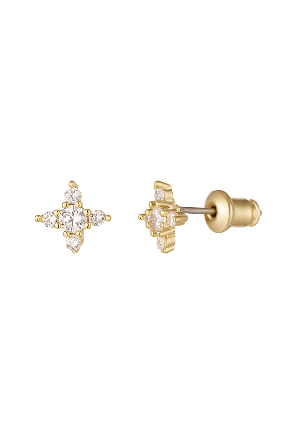 Rhinestone Stud Earrings in Silver & Gold