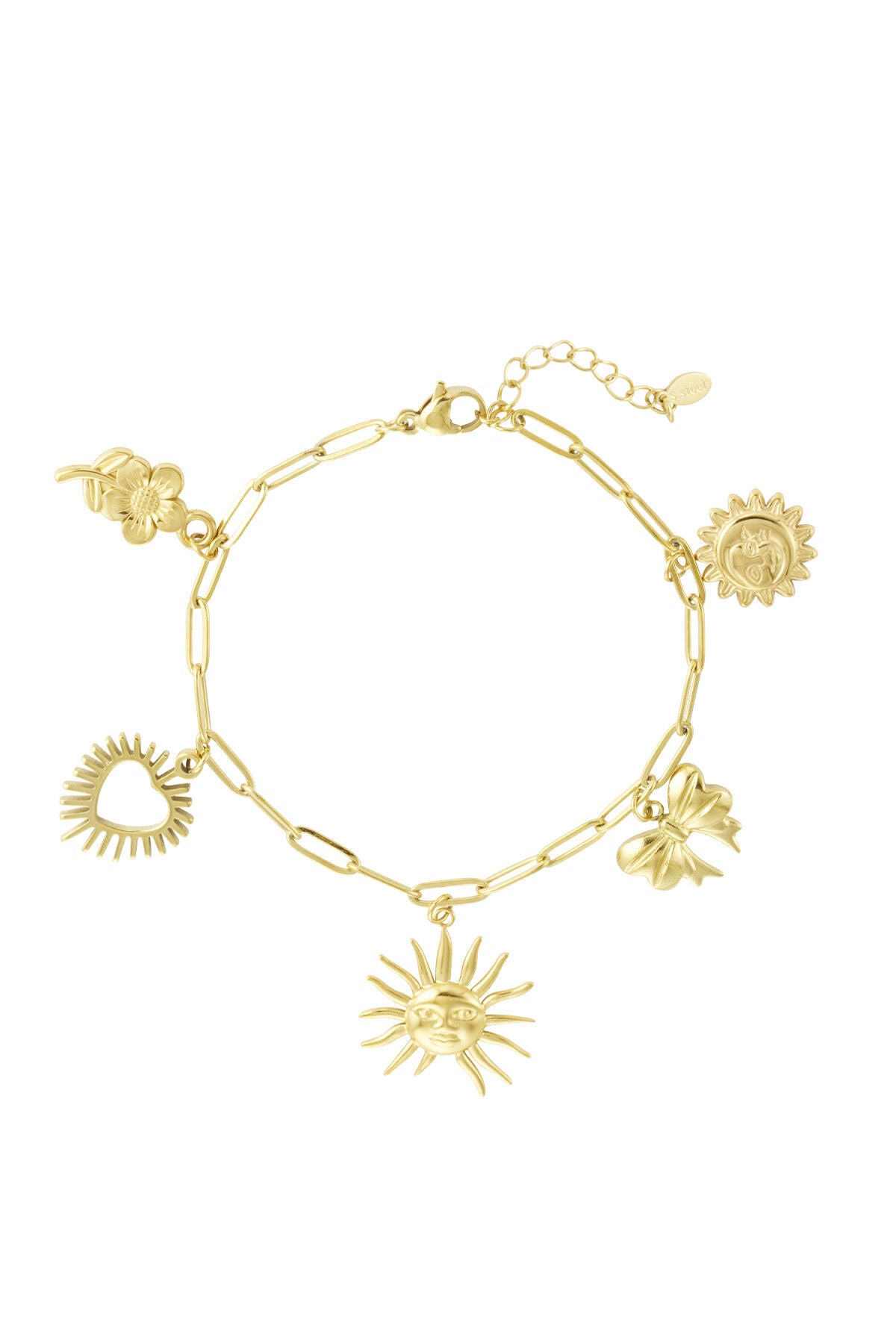 Gold Stainless Steel Charm Bracelet