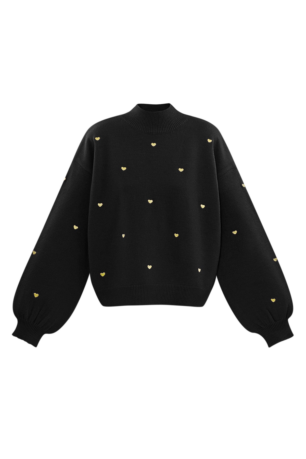 Knit Sweater Casual Heart Pattern 