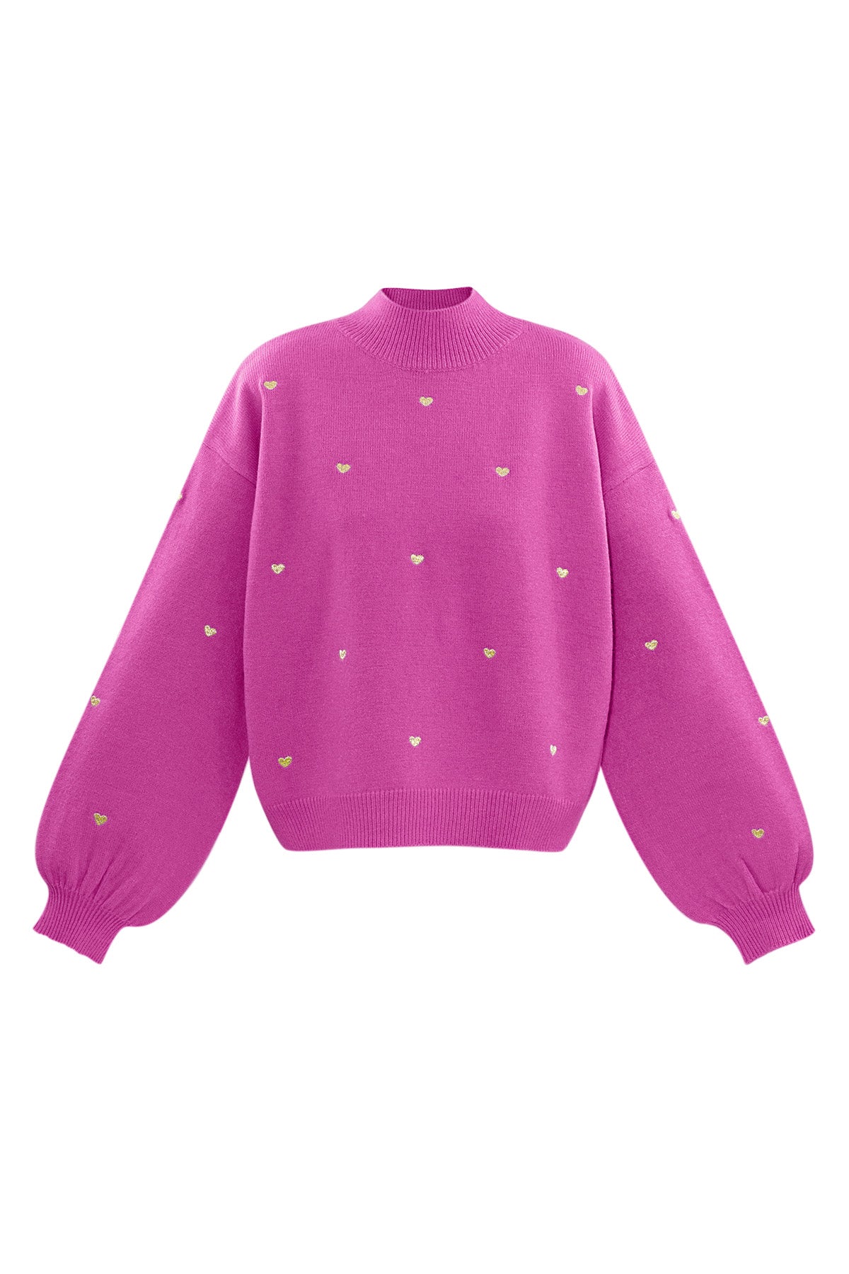 Knit Sweater Casual Heart Pattern 