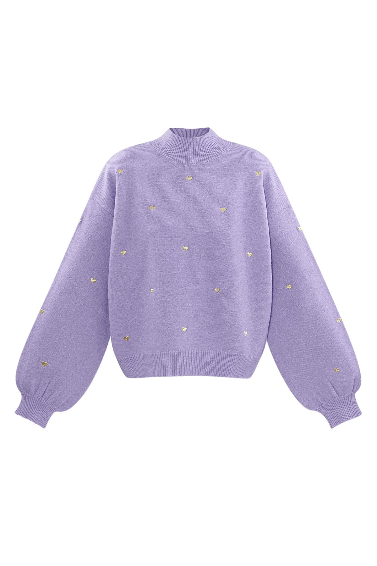 Knit Sweater Casual Heart Pattern 