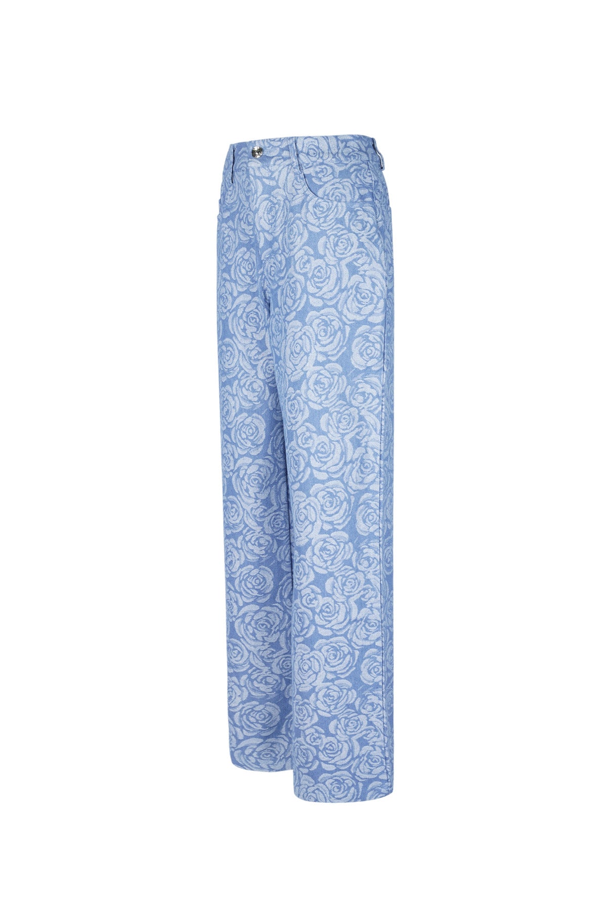 Cotton Floral Denim Pants 