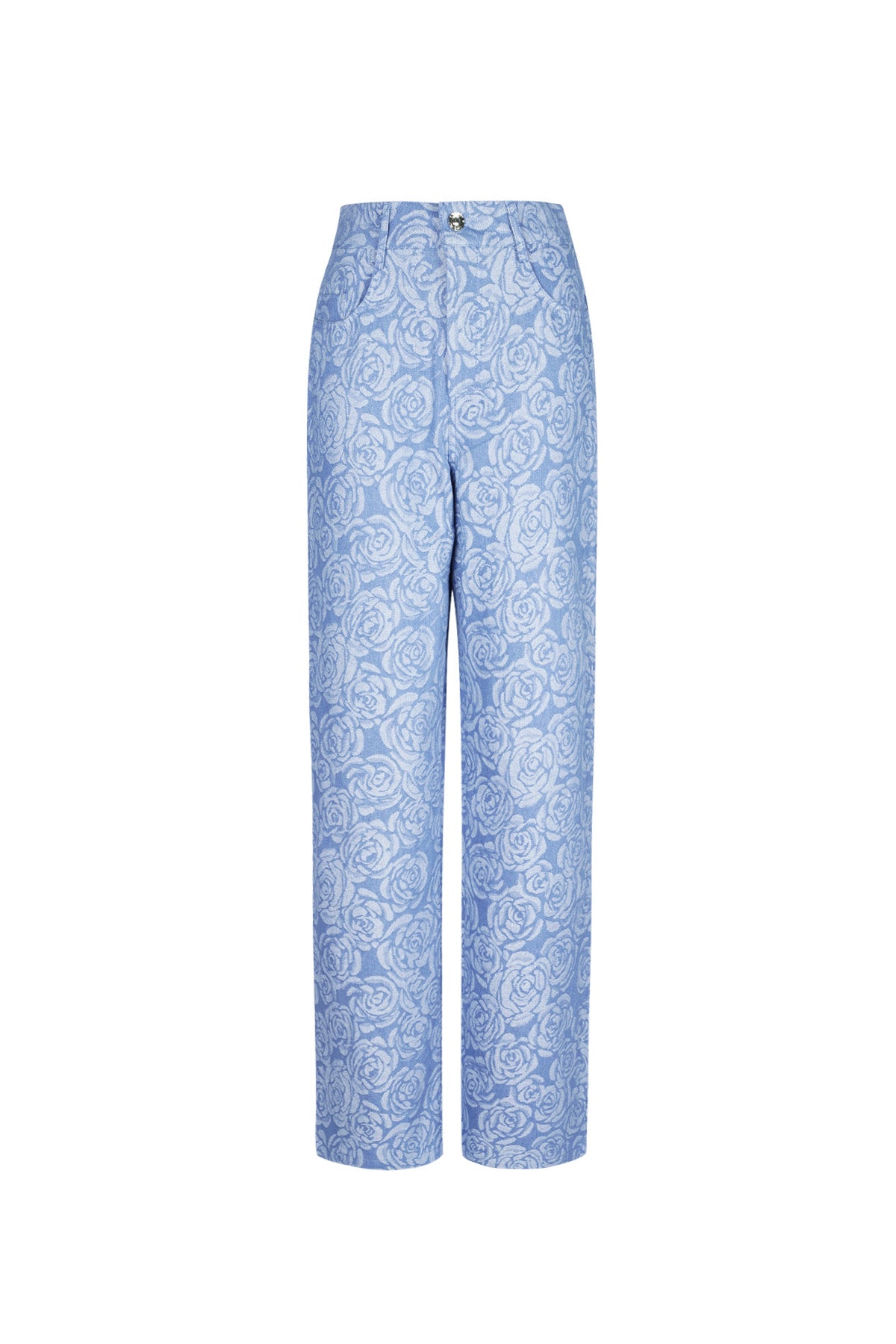 Cotton Floral Denim Pants 
