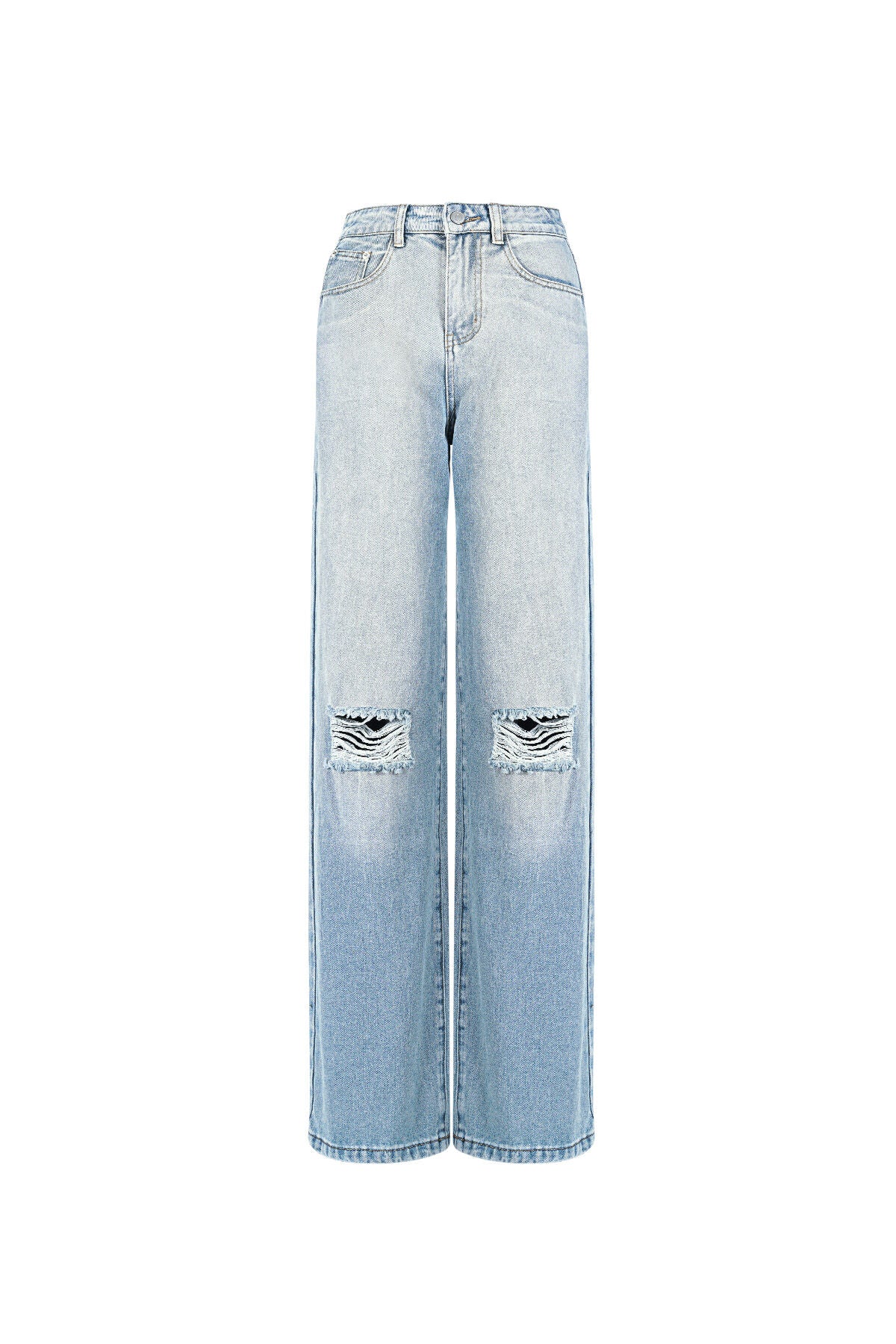 Ripped Straight Denim Pants for All Fits