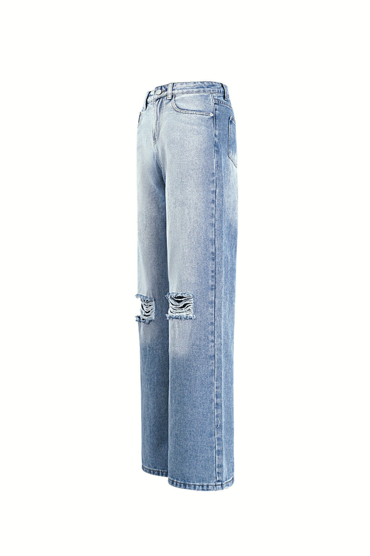 Ripped Straight Denim Pants for All Fits