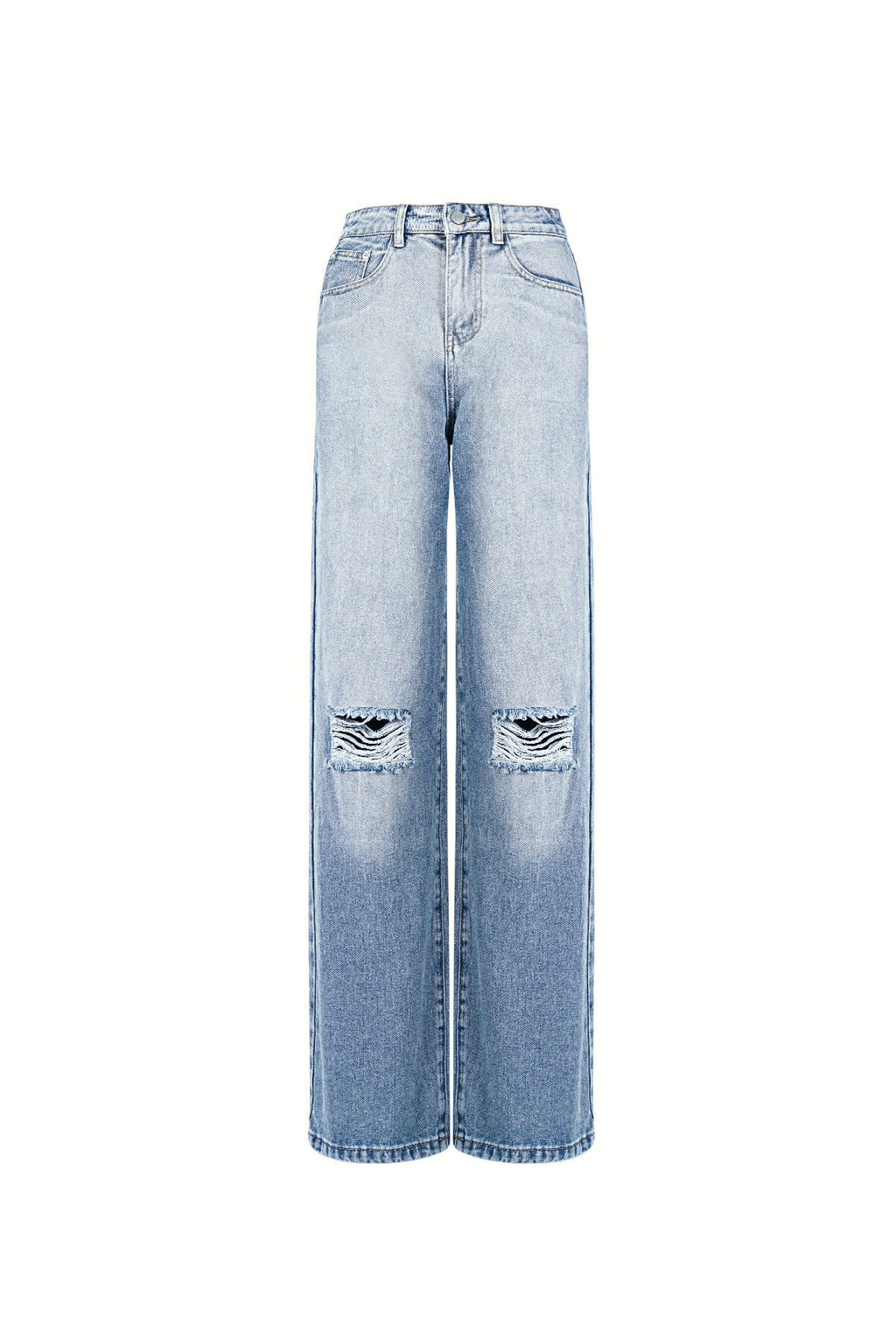 Ripped Straight Denim Pants for All Fits