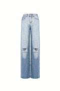 Ripped Straight Denim Pants for All Fits