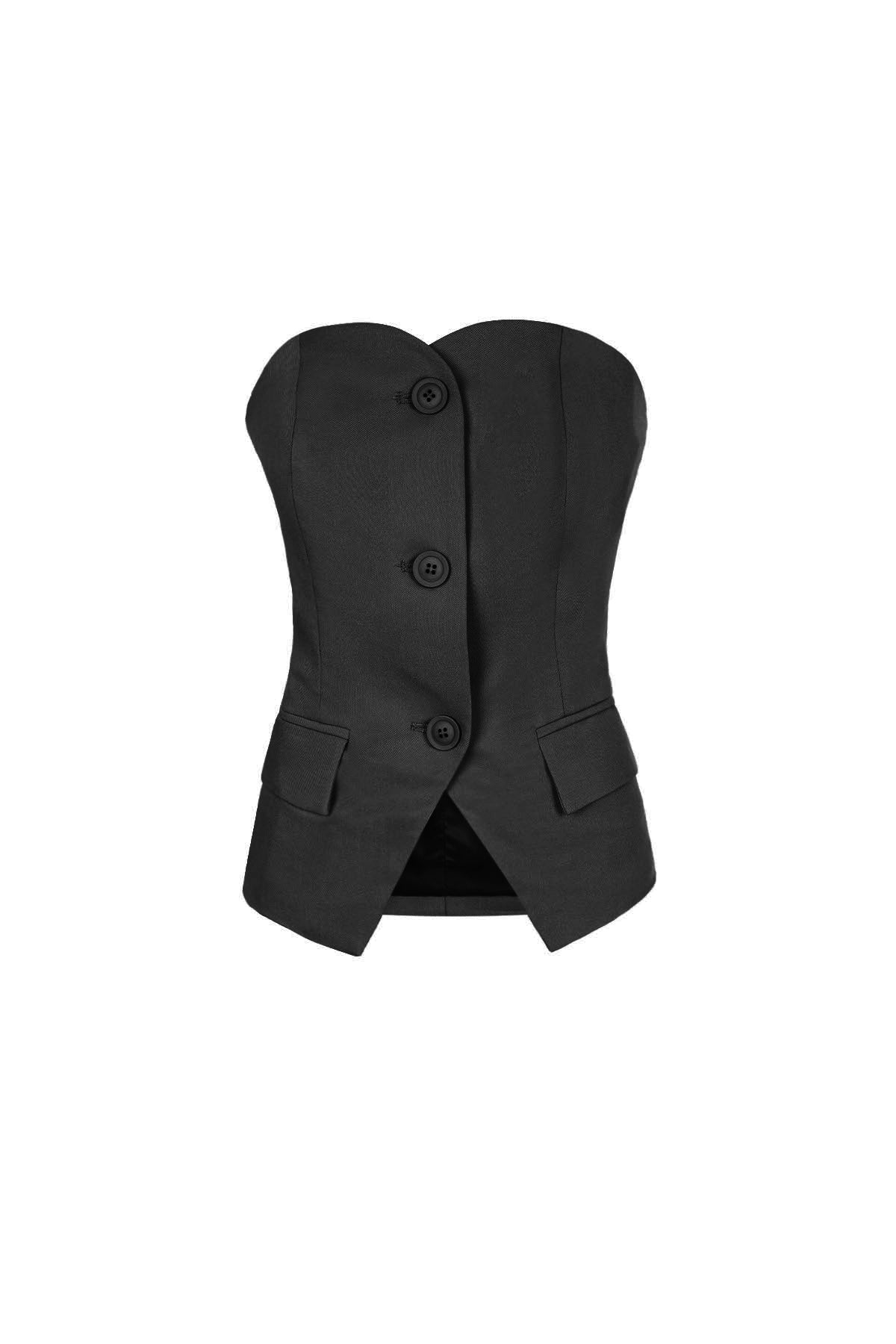 Sleeveless Top Structured Buttoned Design