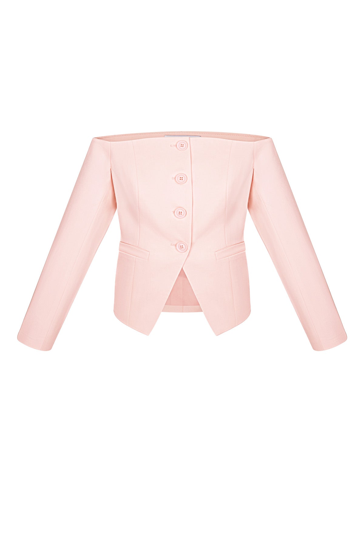 Off-Shoulder Long Sleeve Top Buttoned Front