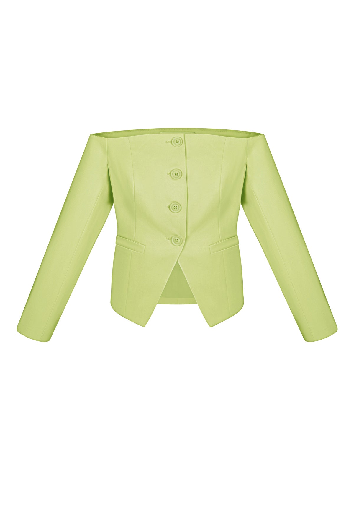 Off-Shoulder Long Sleeve Top Buttoned Front