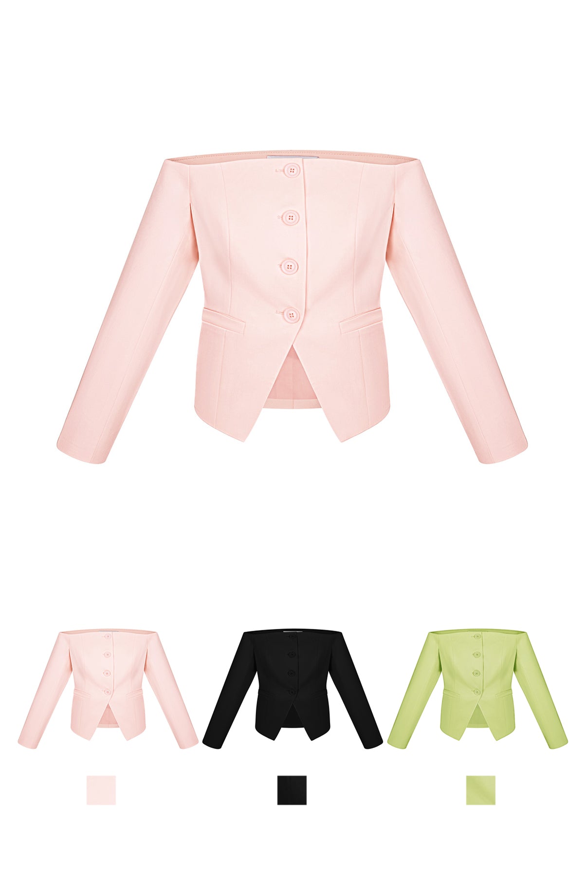 Off-Shoulder Long Sleeve Top Buttoned Front