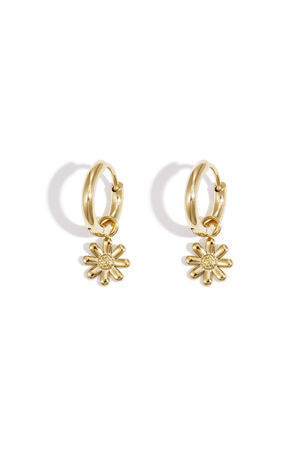 Flower Rhinestone Drop Earrings - Silver & Gold