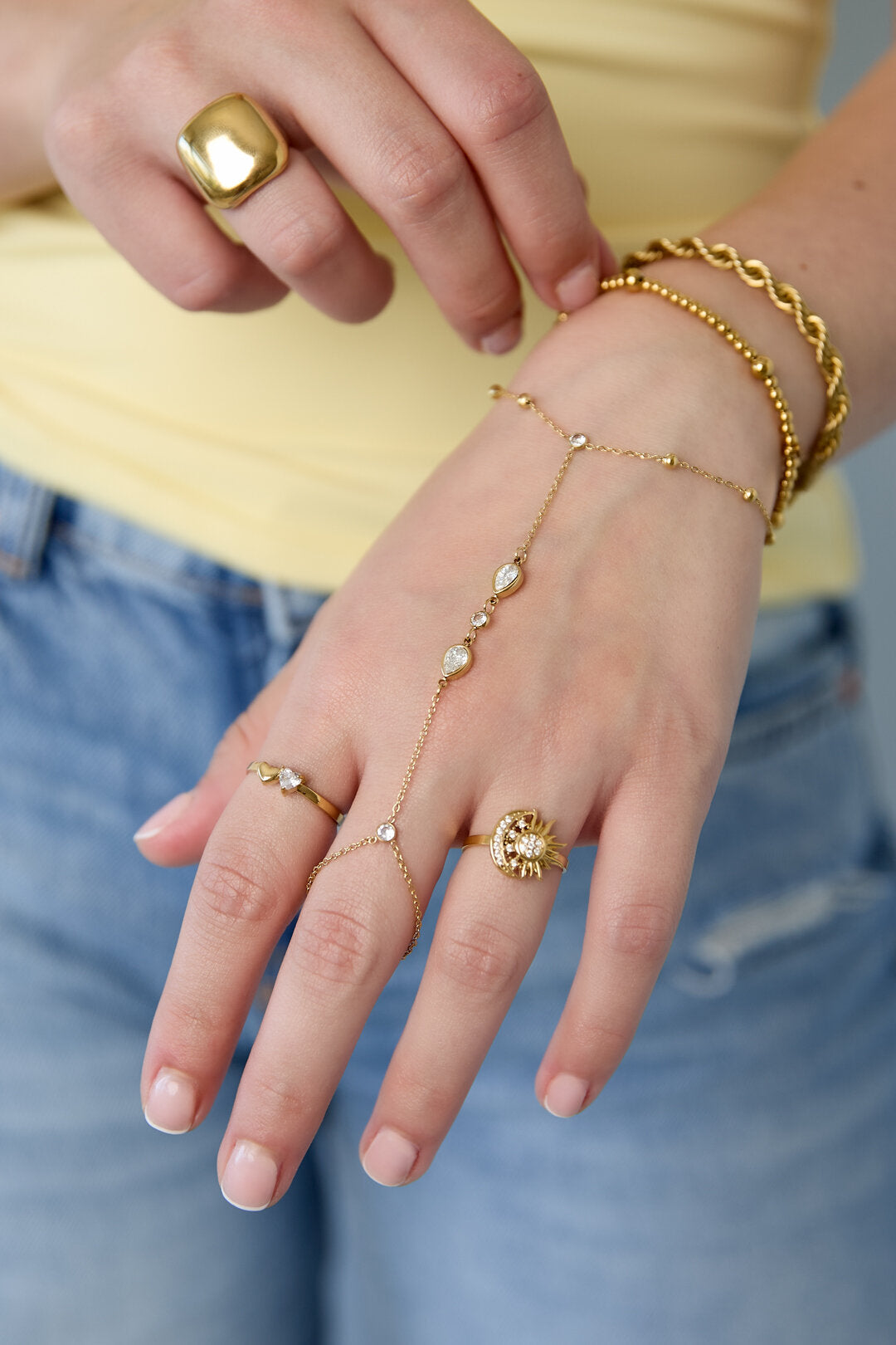 Silver & Gold Hand Chain for Women