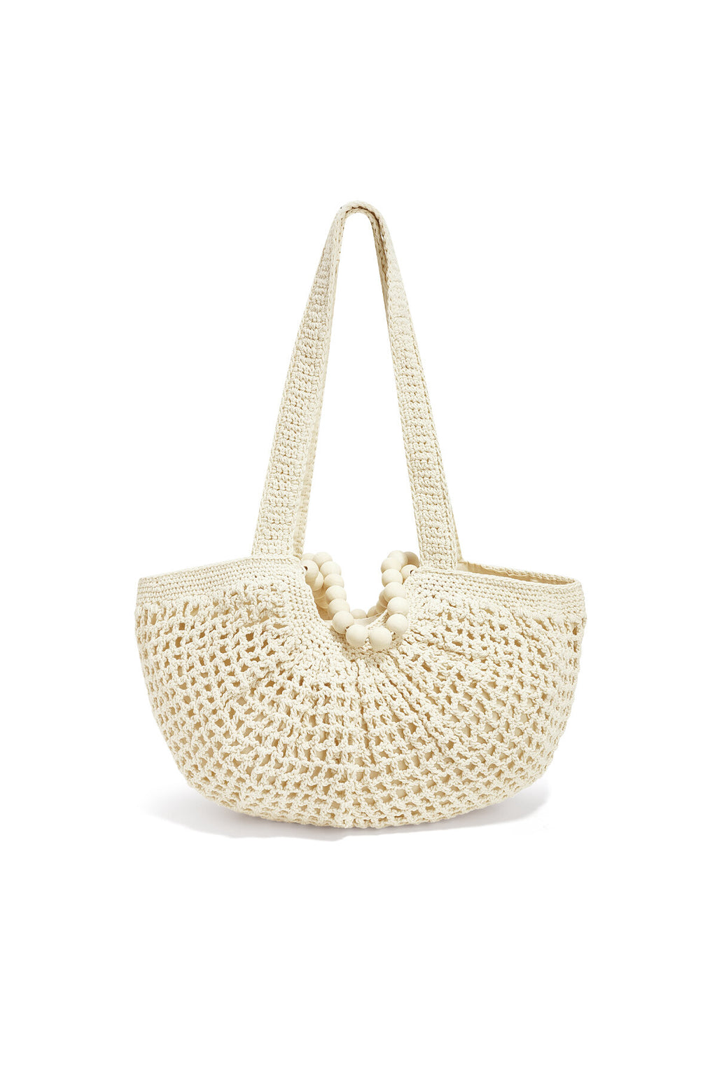 Off-White & Dark Brown Woven Hobo Beach Bag