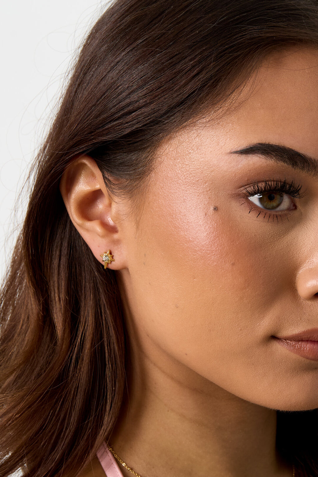 Star Rhinestone Stud Earrings - Silver & Gold