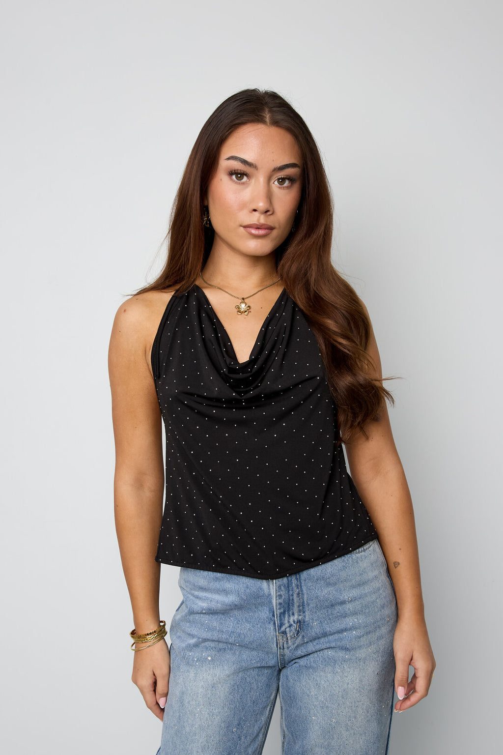 Halter Cowl Neck Tank Top