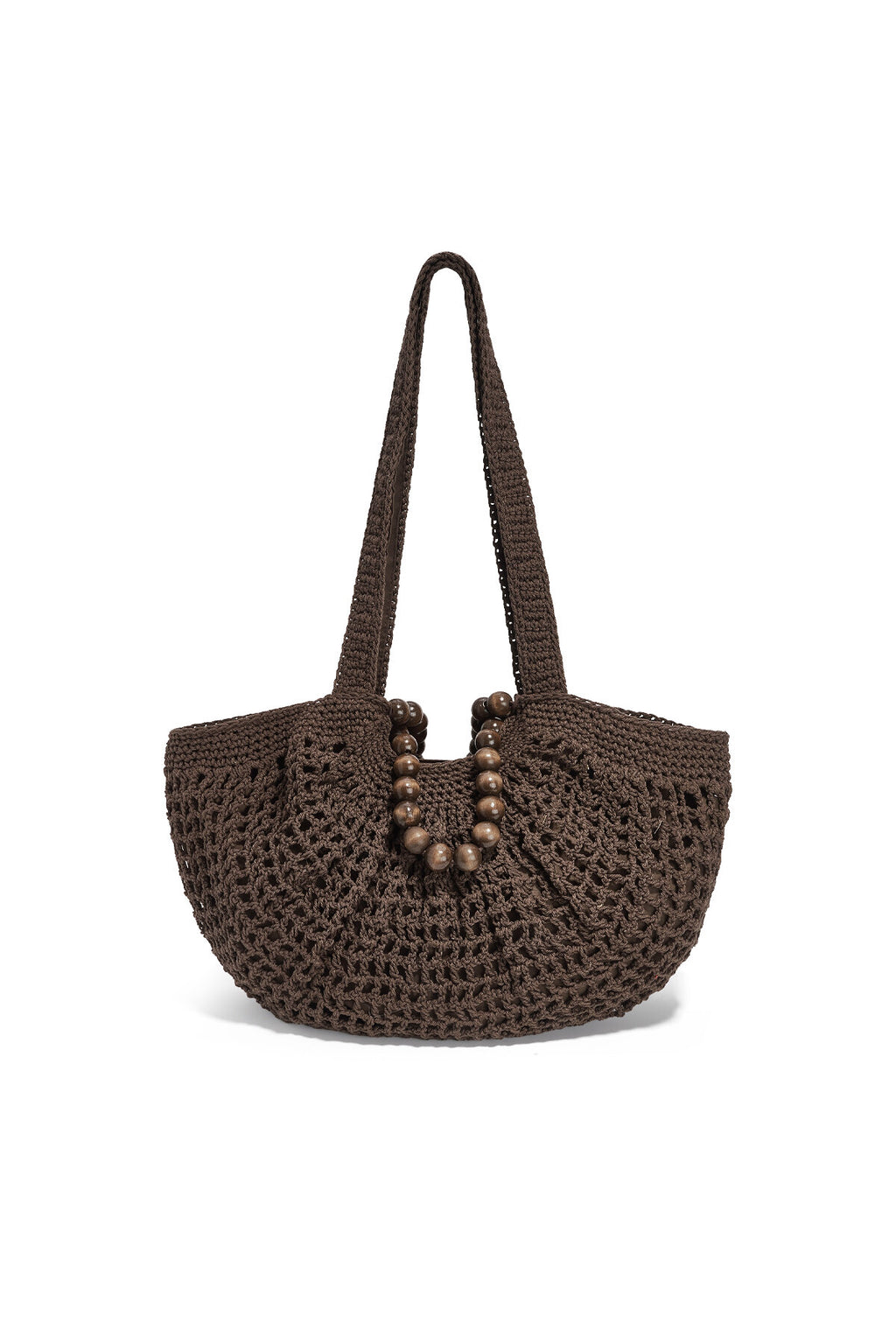 Off-White & Dark Brown Woven Hobo Beach Bag