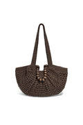 Off-White & Dark Brown Woven Hobo Beach Bag