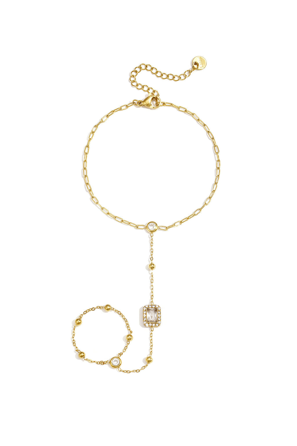 Rhinestone Hand Chain in Silver & Gold
