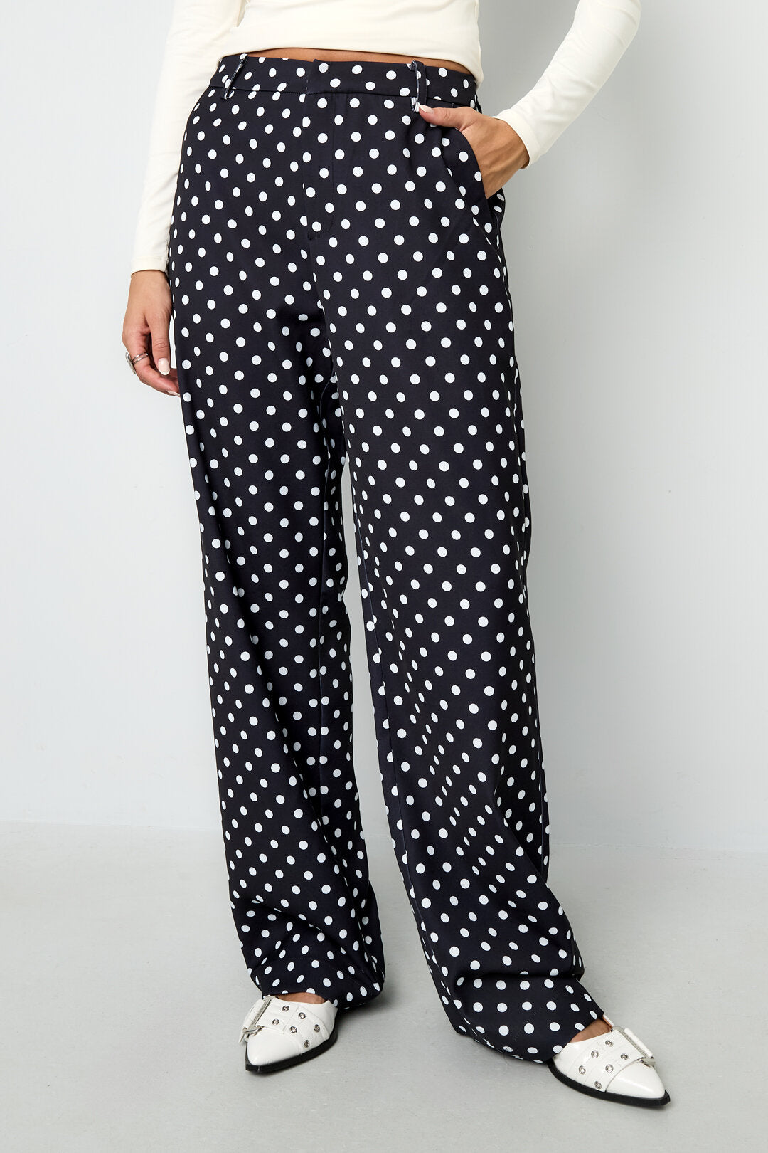 Polka Dot Straight Pants 
