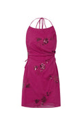 Gimme Khaki & Fuchsia Floral Embroidered Mini Dress